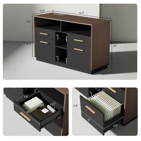 71" L-Shaped Electric Standing Desk with File Cabinet