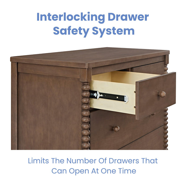 4-Drawer Dresser with Changing Top and Interlocking Drawers