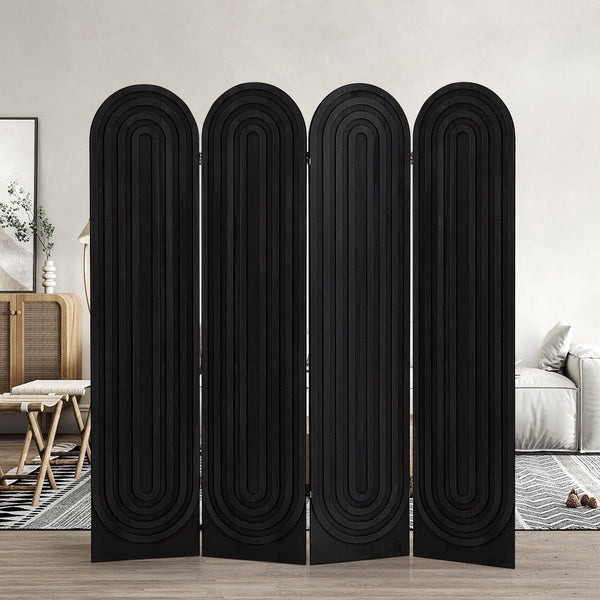 4-Panel Arched Wood Room Divider