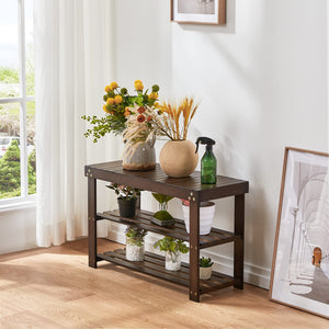 3-Tier Bamboo Shoe Rack Bench with Storage