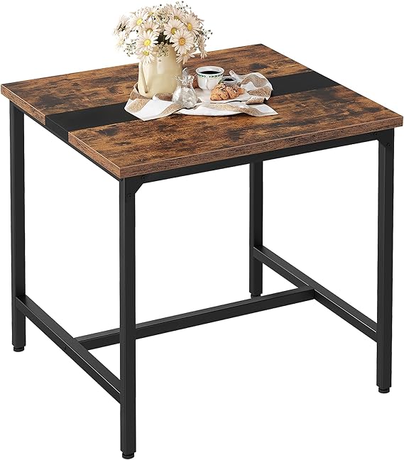 Rectangle Dining Table for 6 – Rustic Brown & Black
