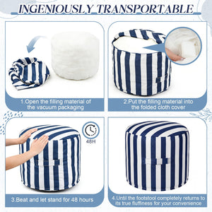 Round Outdoor Ottoman Pouf Footstool with Handle