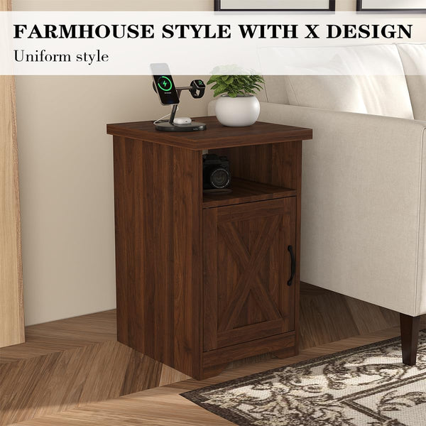 Farmhouse Rustic Coffee & End Table Set of 3 with Charging Station