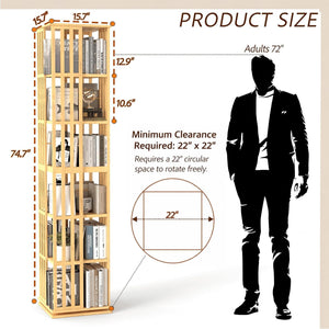6-Tier 360° Rotating Bookshelf Tower