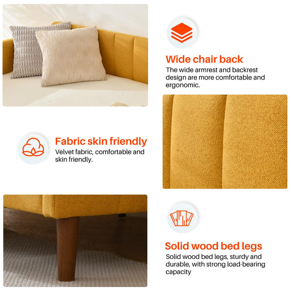 Twin Upholstered Daybed with Adjustable Backrest & Wood Slat Support