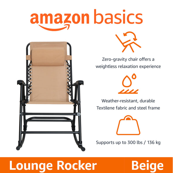 Folding Outdoor Rocking Chair with Padded Headrest