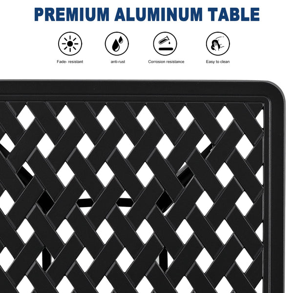 Cast Aluminum Outdoor Side Table with Cut-Out Design