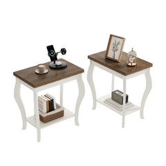 Curved Leg End Tables Set of 2 with Storage Shelf