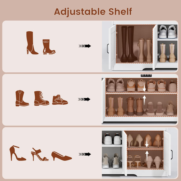 Farmhouse Shoe Storage Bench with Cushion & Deodorizer