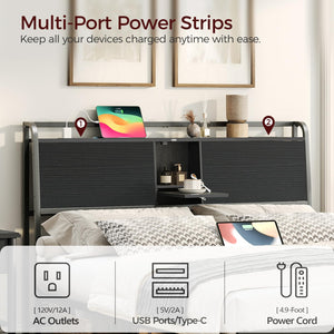 Queen/King Headboard with Storage & Power Strips
