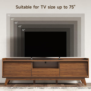70-Inch Mid-Century TV Stand with LED Lights & Storage