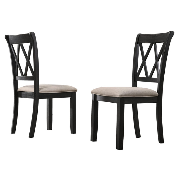 Cross-Back Fabric Upholstered Dining Chair Set of 2