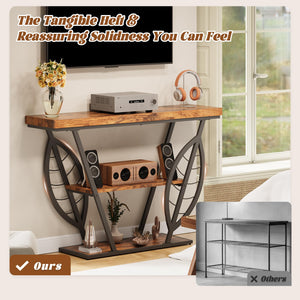 3-Tier Leaf Console Table with Metal Frame