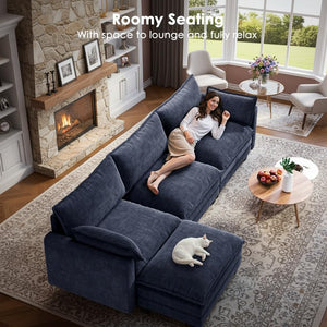 U-Shaped Modular Sectional Sofa – 5-Seat Chenille Cloud Couch with Ottoman