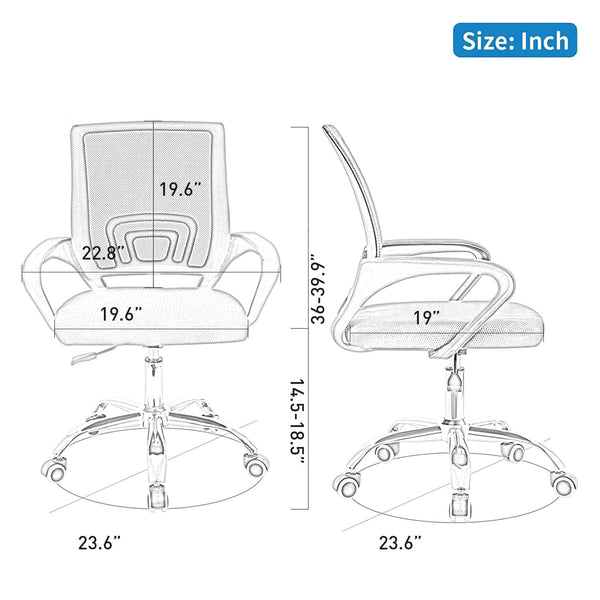 Mesh Office Chair Set, Ergonomic, Height Adjustable, 360° Swivel