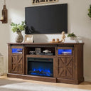 70" Fireplace TV Stand with LED Lights & Sliding Barn Door