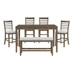 6-Piece Counter Height Dining Set with Bench