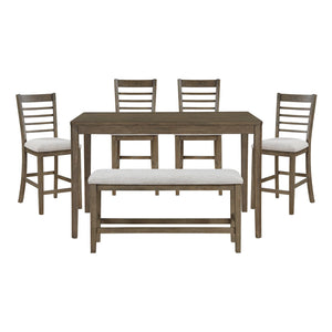 6-Piece Counter Height Dining Set with Bench