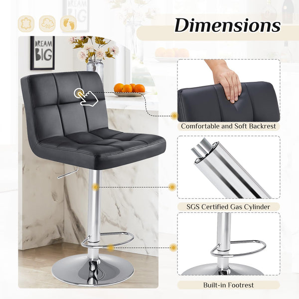 Counter Height Bar Stools with Metal Base & PU Leather Seat