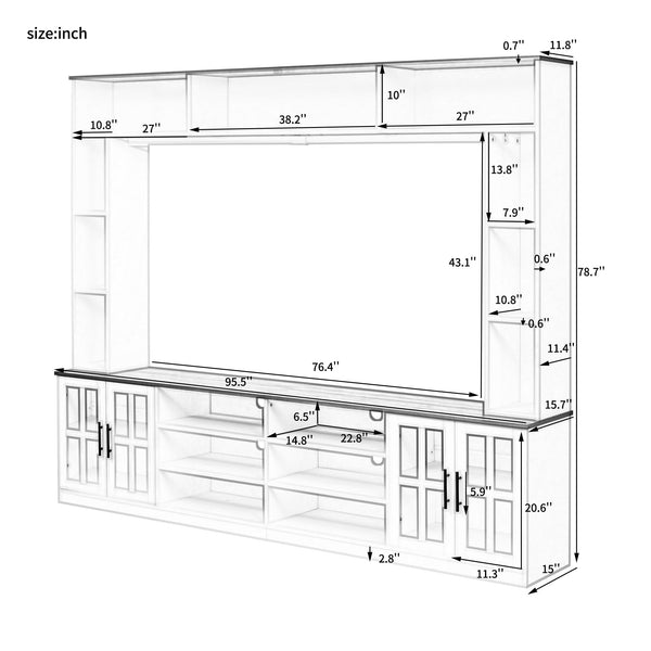 4-Piece Wall Unit Entertainment Center with Bookshelf