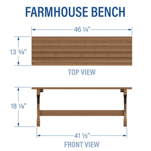 Meranti Wood Farmhouse Bench with Walnut Stain
