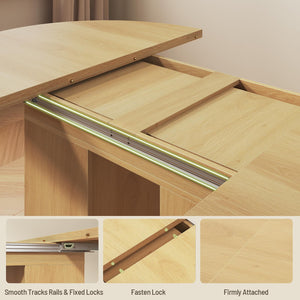 Extendable Dining Table with 3-Tier Storage Shelves & Pedestal Base