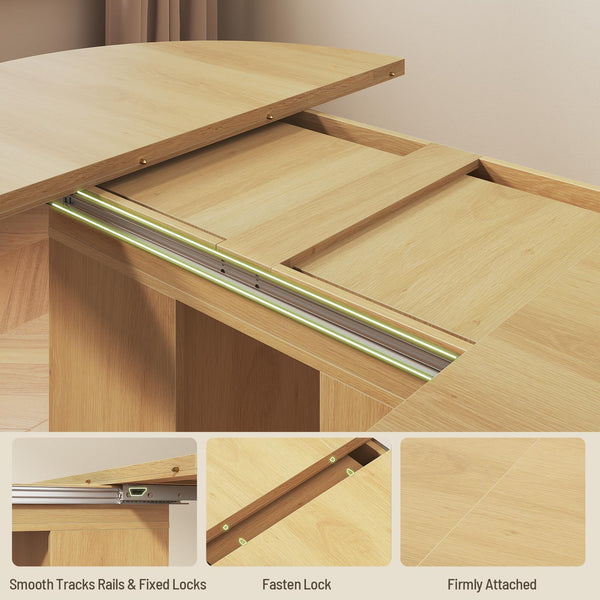Extendable Dining Table with 3-Tier Storage Shelves & Pedestal Base