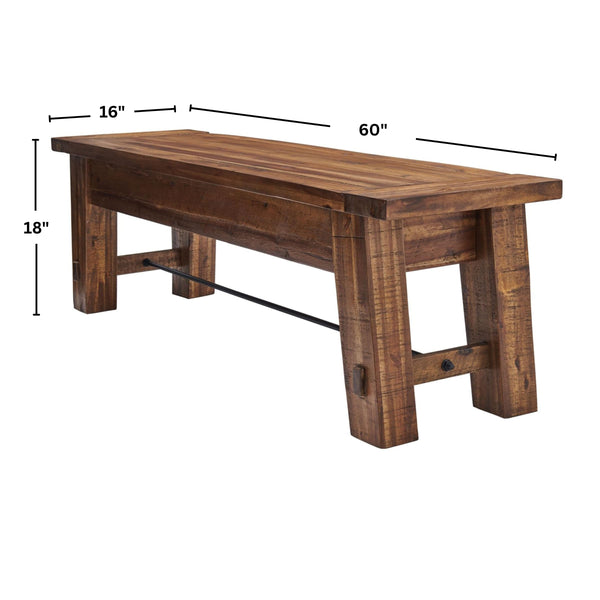 60-Inch Solid Wood Entryway & Dining Bench – Rustic Industrial Style