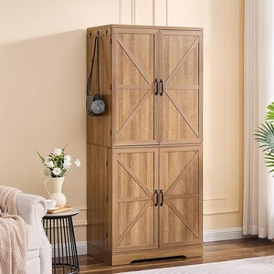 Armoire Wardrobe Closet with Hanging Rod, Shelves & Drawer