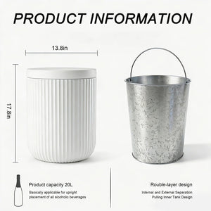 Outdoor Cooler Side Table with Lid — Double-Walled Ice Bucket, All-Weather Patio