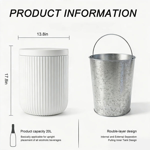Outdoor Cooler Side Table with Lid — Double-Walled Ice Bucket, All-Weather Patio