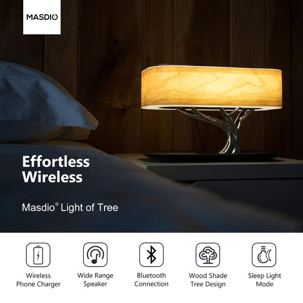 Bedside Lamp with Bluetooth Speaker & Wireless Charger