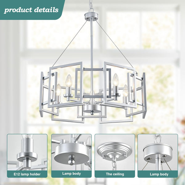 Modern Geometric Chandelier 5-Light Metal Pendant Light