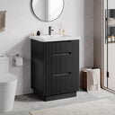 24" Fluted Bathroom Vanity with Integrated Ceramic Sink & 3 Drawers