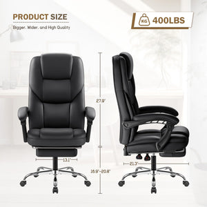 Reclining Executive Office Chair with Footrest & Lumbar Support