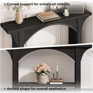 55-Inch Farmhouse Console Table with Storage Shelf