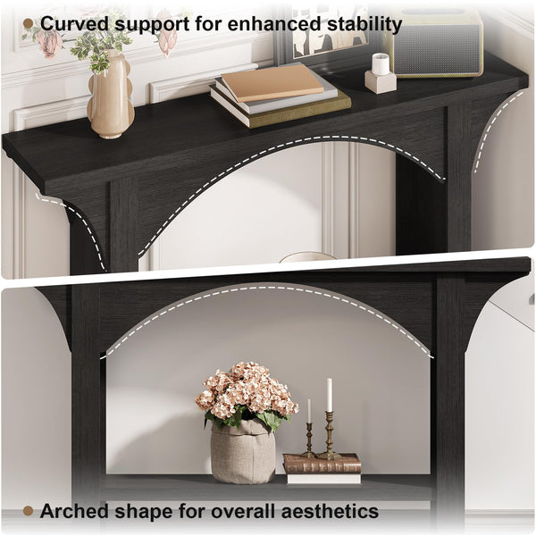 55-Inch Farmhouse Console Table with Storage Shelf