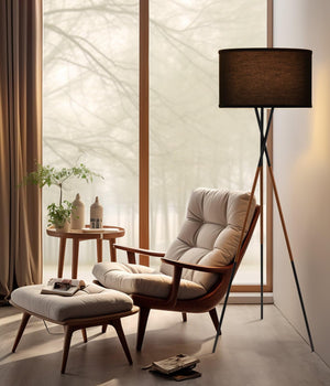 Tripod Floor Lamp with Drum Shade – 60" Metal Standing Lamp