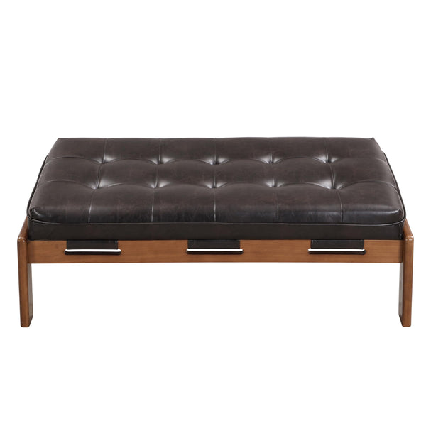 Rectangular Faux Leather Tufted Ottoman