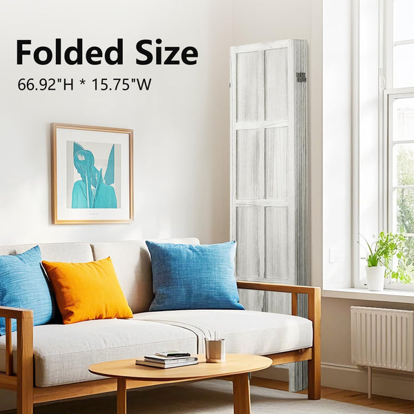6-Panel Wood Room Divider Folding Privacy Screen