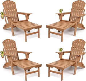 Adjustable Folding Adirondack Chair with Ottoman & Cup Holder