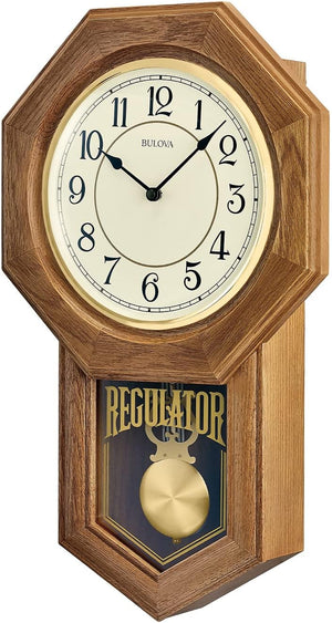 Pendulum Mantel Clock with Chime | Golden Oak Finish | Quartz Movement