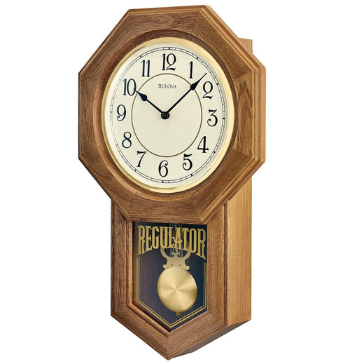 Pendulum Mantel Clock with Chime | Golden Oak Finish | Quartz Movement