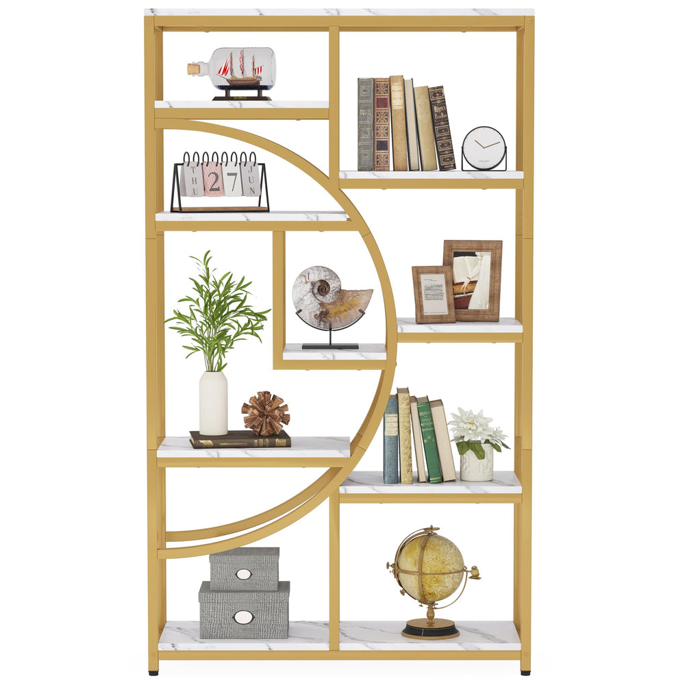 9-Shelf Etagere Bookcase with Metal Frame