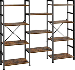 Industrial Ladder Bookshelf with Adjustable Shelves