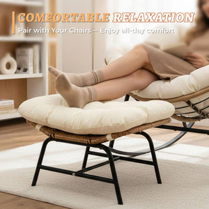 Outdoor Wicker Ottoman Set of 2