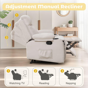 Small Space Recliner Chair with Adjustable Backrest – Beige
