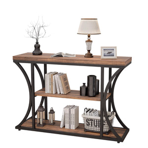 Narrow Console Table 39.4" with 3-Tier Storage Shelves