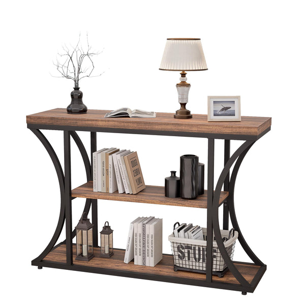 Narrow Console Table 39.4" with 3-Tier Storage Shelves