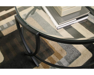 3-Piece Glass Top Coffee Table and End Table Set – Black Metal Frame